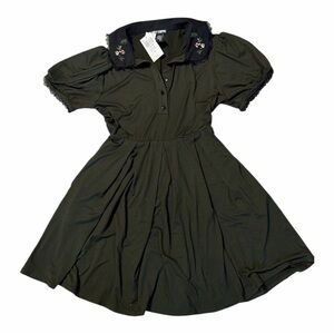 NWT Hot Topic Forest Green Embroidered Collar Dress – XS